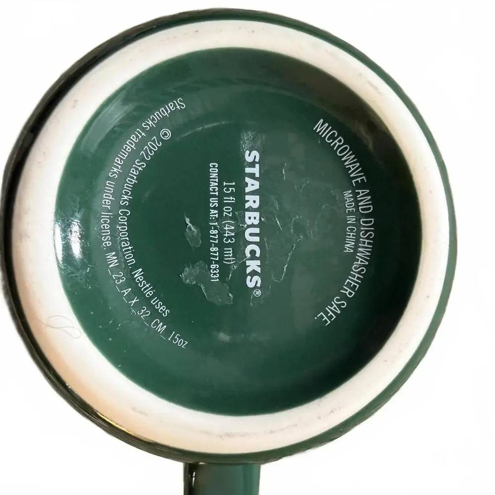 Starbucks 2022 Marbled Collectible Logo Green Coffee Mug Cup 15‎ oz.